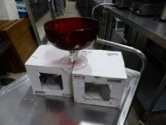 * 3 x small glass bowls. 2 x red, 1 x clear