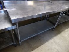 * Vogue S/S prep brench with upstand to rear and undershelf. 1500w x 700d x 950h