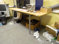 *6ft Worktable in Light Wood Finish with Brushed S