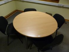 *1.2m Circular Table in Light Wood Finish with Fou