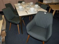 *Set of Four Green Upholstered Dining Chairs on Be