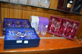 Boxed Sets of Cut Crystal; Edinburgh, Bohemia, etc