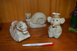 Three Shelf Pottery 1970's Moneyboxes