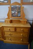 Solid Pine Four Drawer Dressing Chest with Mirror