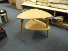 *Contemporary Style Light Oak Two Tier Table on Th