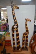 Pair of Wooden Giraffes