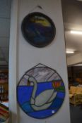 Two Coloured Glass Wall Hangings