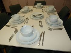 *Six Place Setting of White Crockery with Polished