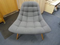 *Contemporary Style Grey Upholstered Easy Chair on
