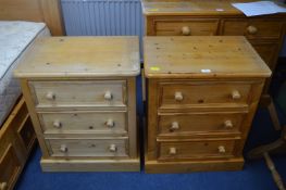 Pair of Solid Pine Three Drawer Bedside Cabinets