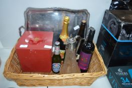 basket Containing Ice Bucket, Serving Tray, etc.