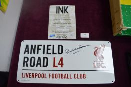 Anfield Road Plaque Signed by Ronnie Whelan with C