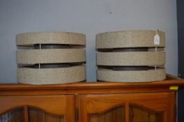 Two Hessian Retro Style Ceiling Light Shades