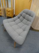 *Contemporary Style Grey Upholstered Easy Chair on