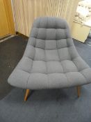 *Contemporary Style Grey Upholstered Easy Chair on