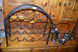 Metal Wine and Two Novelty Wine Holders