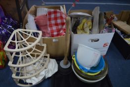 Two Boxes of Household Items; Mixing Bowls, Plates