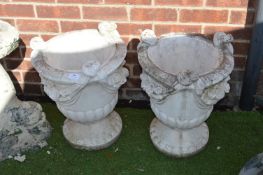 Pair of Garden Planters with Rose Design