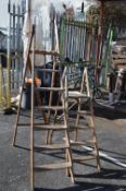 Two Folding Wooden Step Ladders