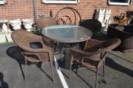 Circular Garden Patio Table and Four Matching Chai