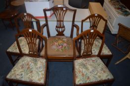 Four Georgian Mahogany Dining Chairs and One Carve