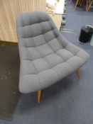 *Contemporary Style Grey Upholstered Easy Chair on