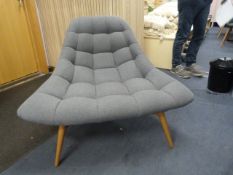 *Contemporary Style Grey Upholstered Easy Chair on