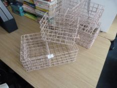 *Four Sets of Three Pink Wire Baskets