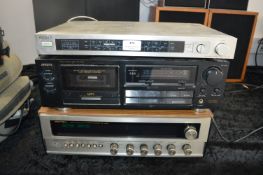 Rotel Receiver, Aiwa Cassette Deck, and a Sony Tun