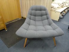 *Contemporary Style Grey Upholstered Easy Chair on
