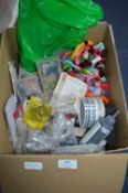Box of Assorted Craft Items; Buttons, Ribbons, Emb