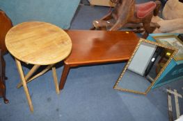 Coffee Table, Gilt Mirror, and Folding Table