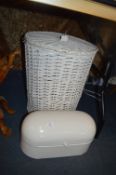 White Laundry Basket and a Bread Bin