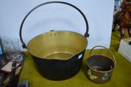 Large Brass Jam Pan and One Other