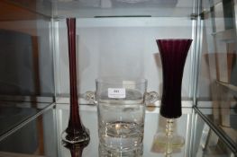 Two Coloured Vases and a Tankard