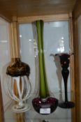Four Studio Glass Vases, Bowls, etc.