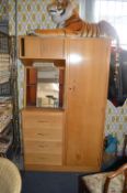 Retro Single Wardrobe with Illuminated Mirror and