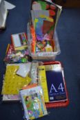 Box of Child's Art Materials, Pipe Cleaners, Paper