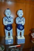 Pair of Chinese Blue & White Figures