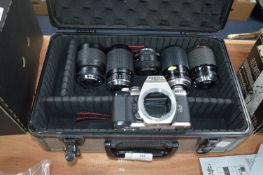 Hard Case Containing Camera Body and Lenses