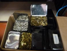 Quantity of Black Tins with Assorted Buckles and F