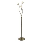 *Floor lamp in antique brass and 3 x clear glass shades. Hight 1600mm. Width 280mm. Takes 3 x G9