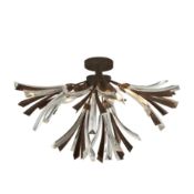 * 3 light ceiling pendant in eye-catching black, brushed gold and clear. Takes 3 x E14 candle lamps.
