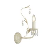 *White brushed wall light. 385mm high. 103mm wide. Takes 1 x R14 LED candle bulb. 7W. IP20.