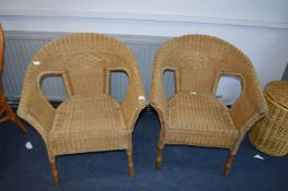 Pair of Basket Weave Conservatory Chairs