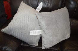 *Pair of Grey Plush Leather Cushions