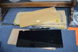 3 Wood Effect and 1 Black Floating Shelves