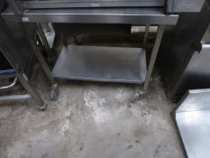 * S/S prep bench on castors 900w x 600d x 850h