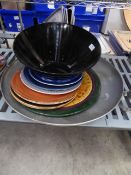 * selection of large colourful plates and bowls