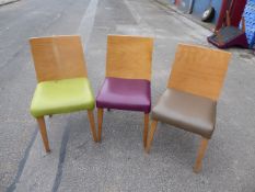 * 8 x sturdy chairs with faux leather upholstory and wooden frames